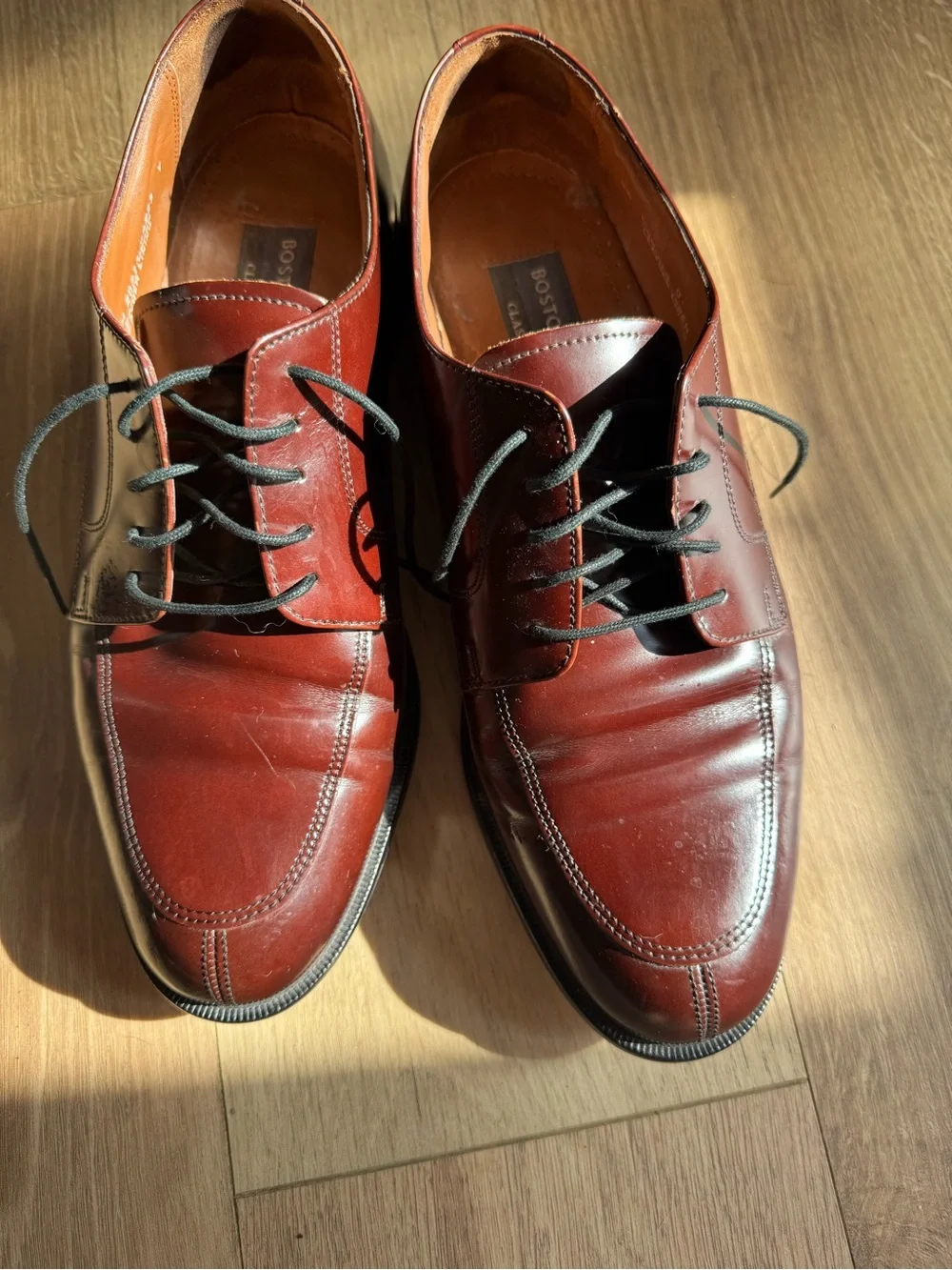 Bostonian First Flex Classic Men's Derby Shoes in Burgundy Leather 9 1/2